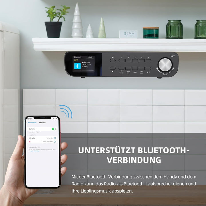 DAB Radio, LFF Küchenradio, DAB Digital Radio, DAB+ Radio Unterbau, Tragbares Küchen Radio Kabelgebu