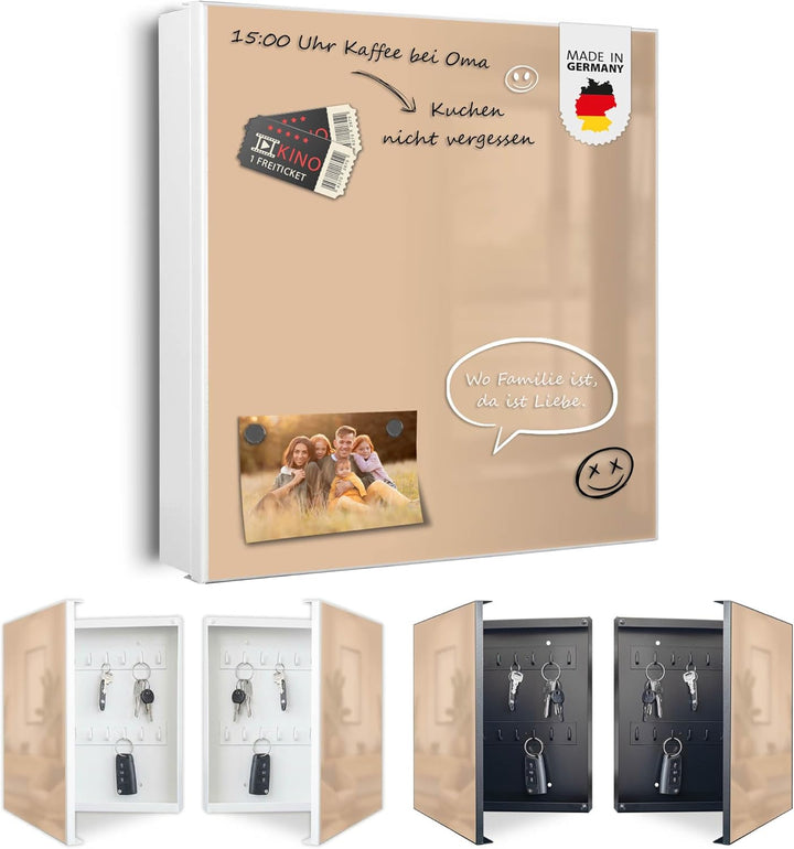 banjado Grosser Schlüsselkasten Metall - Schlüsselbox 30x30cm mit 32 Haken - Schlüsselkasten modern