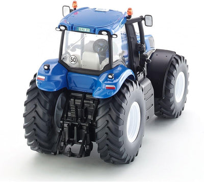 siku 3273, New Holland T8.390 Traktor, 1:32, Metall/Kunststoff, Blau, Achsschenkellenkung und Kupplu