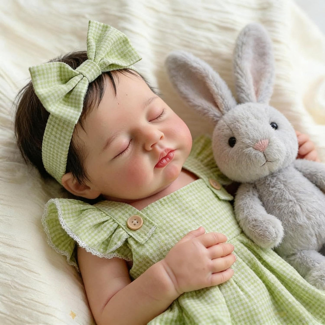 Zero pam Reborn Baby Vollsilikon Lebensecht Mädchen Augen Geschlossen, 50CM Silikon Baby Mädchen, Ec