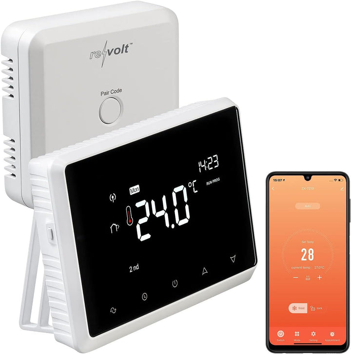 revolt Funk Raumthermostat: Funk-Thermostat mit WLAN und App für Gastherme und Wasserboiler (Raumthe