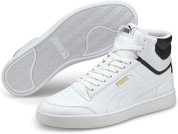 PUMA Unisex Shuffle Mid Sneaker 37.5 EU Puma White Puma White Puma Black Puma Team Gold, 37.5 EU Pum