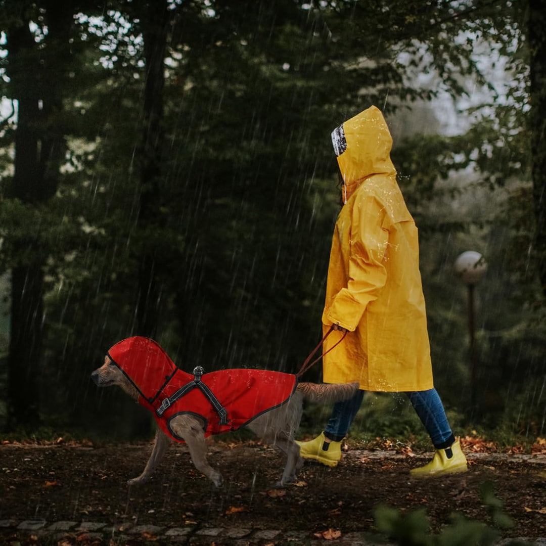 Mosucoirl Hunde Regenmantel Wasserdichter Hunde Kapuzenpullover Reflektierender Hunde Regenmantel mi