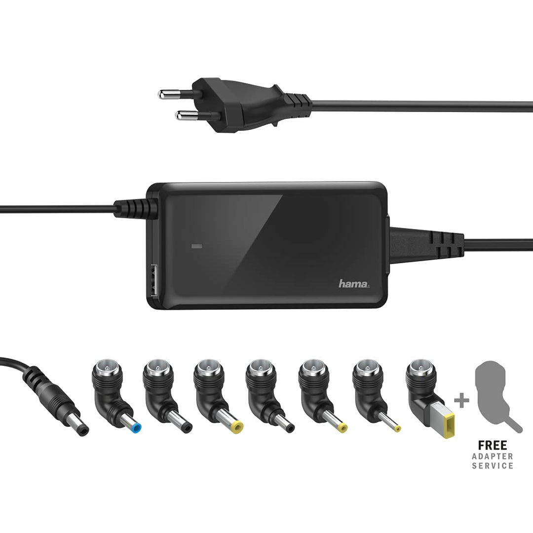 Hama Notebook Netzteil 19V, 65W (Universalnetzteil für Laptop und Tablet, inkl. 8 Notebookstecker fü