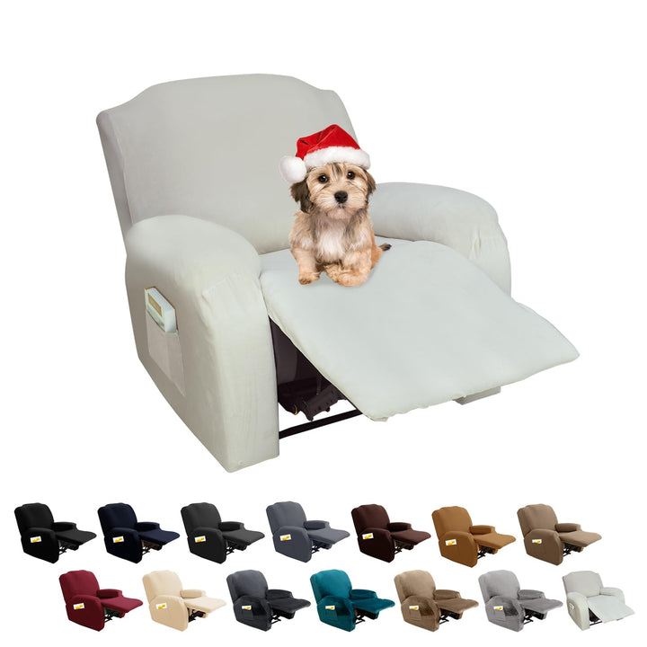FIGOOO Stretchhusse für Relaxsessel 4-Teilig Stretch Sesselbezug Relaxsessel mit Seitentasche Sessel