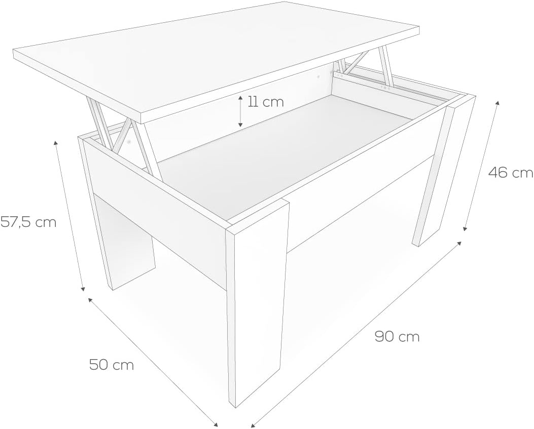 DREAMING ONLINE - 0 Höhenverstellbarer Couchtisch, Wohnzimmer-oder Esszimmertisch, Oberfläche, Masse