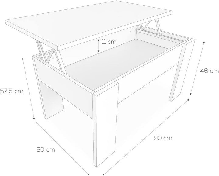 DREAMING ONLINE - 0 Höhenverstellbarer Couchtisch, Wohnzimmer-oder Esszimmertisch, Oberfläche, Masse