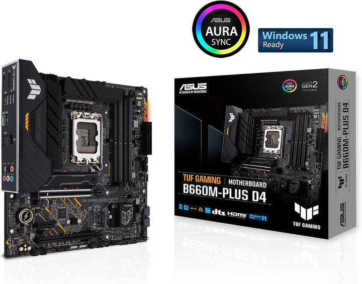 ASUS TUF GAMING B660M-PLUS D4 Mainboard Sockel Intel LGA 1700 (Intel B660, mATX, DDR4 Speicher, PCIe