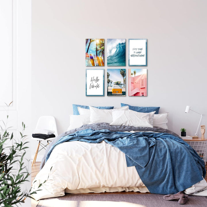 Novart Wandbilder Set - KOMPLETT AUFHÄNGFERTIG - Made in Germany - Moderne Bilder Natur Wohnzimmer S