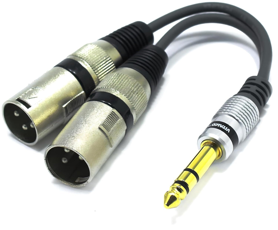 2x XLR Stecker auf 6,3mm Stereo Klinke Adapter Mikrofon 3 Polig auf 6.3 TRS Klinkenstecker Audio Kab