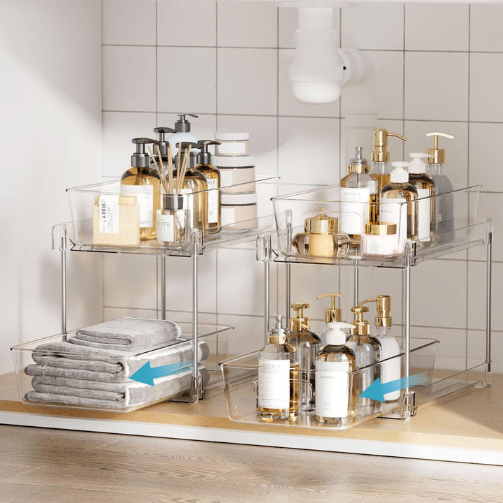 Vtopmart Multifunktionale Spülschrank Organizer, 2 Pack Küchenschrank Organizer, Doppelschicht Unter