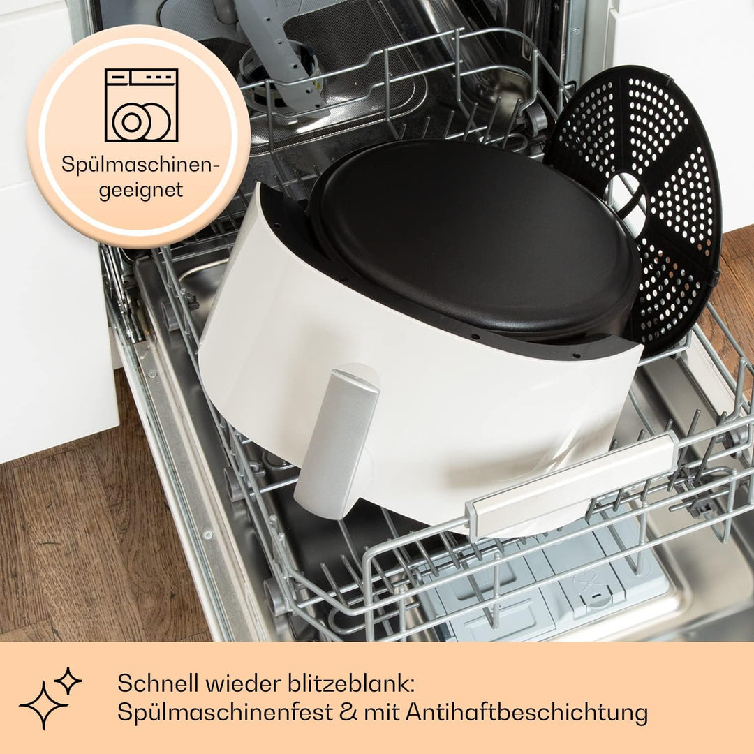 Klarstein Heissluftfriteuse, XL Air Fryer zum Frittieren, Friteuse mit Dampffunktion, Temperaturwahl