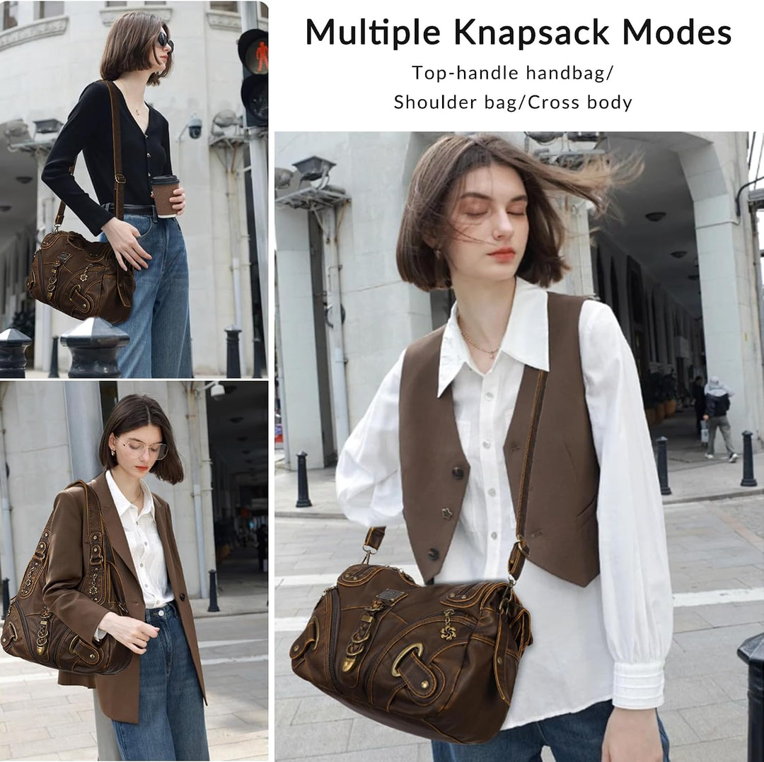 Angel Kiss Damen Schultertasche Hobo Tasche Umhängetaschen Schlusstaschen Henkeltaschen weiches PU L
