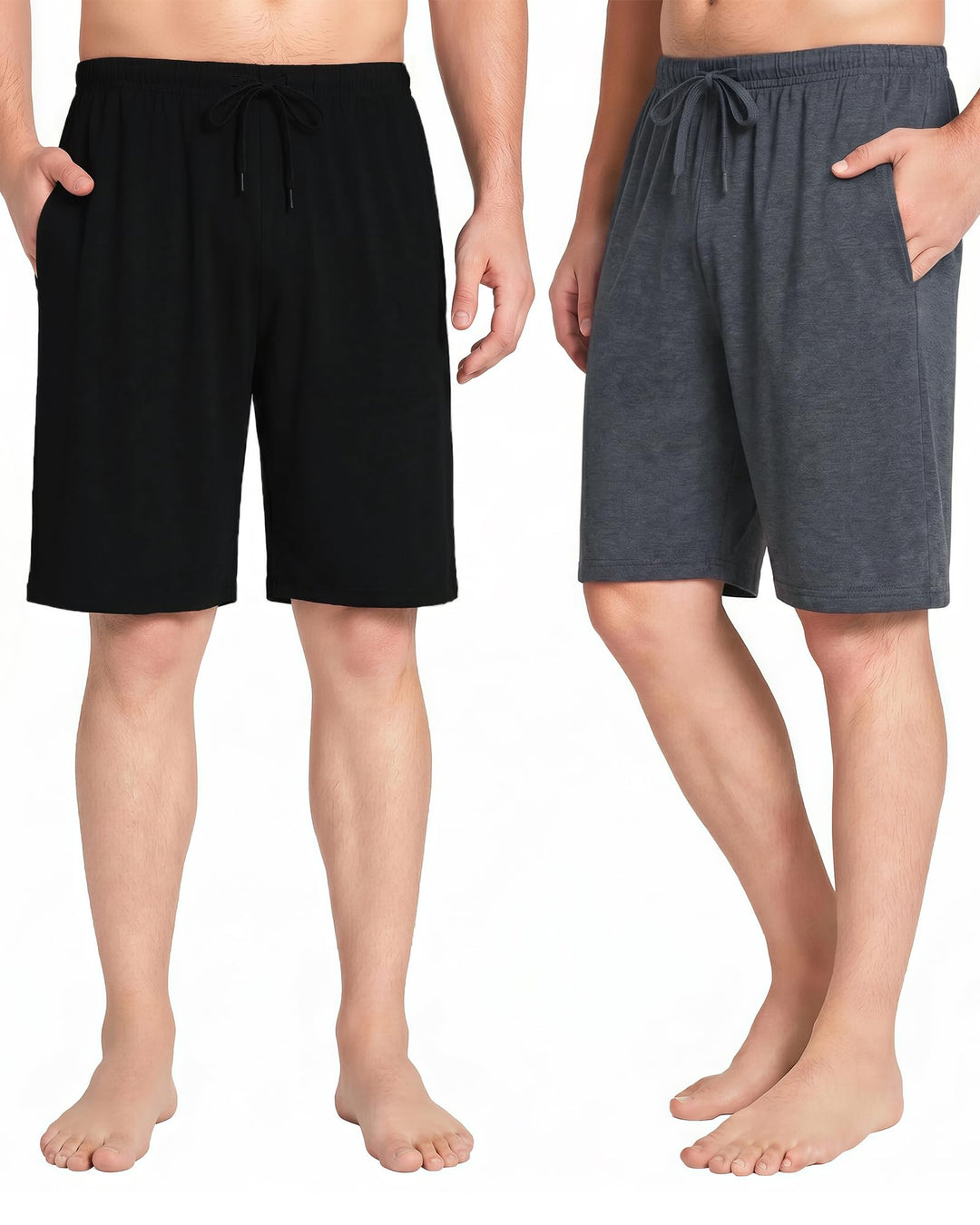 Chalier Cozy 2er Pack Pyjamahose Herren Kurz Modal Schlafanzughose Weich Verstellbare Taille, Beidse