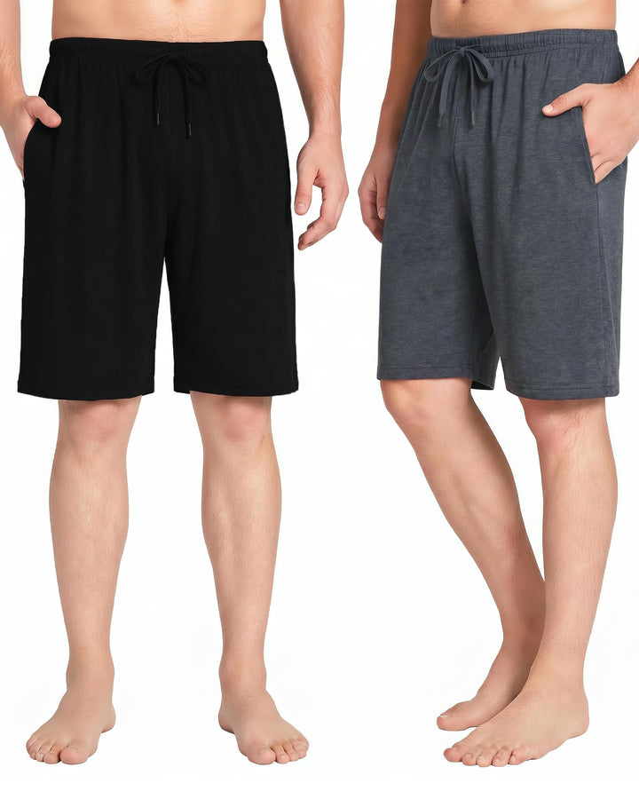 Chalier Cozy 2er Pack Pyjamahose Herren Kurz Modal Schlafanzughose Weich Verstellbare Taille, Beidse