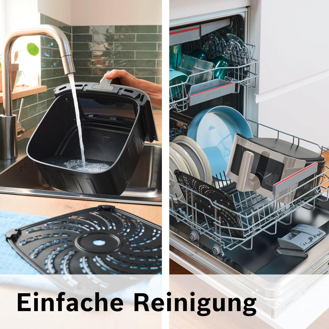 Bosch Heissluftfritteuse Serie 6, XXL Air Fryer, creme, 7,2 L Fassungsvermögen, beleuchtetes Sichtfe