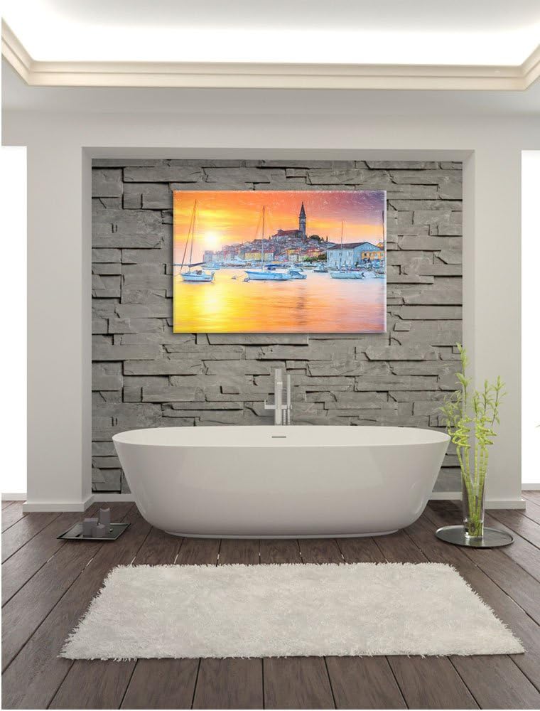 Pixxprint Kroatische Hafenstadt als Leinwandbild/Grösse: 100x70 / Wandbild/Kunstdruck/fertig bespann