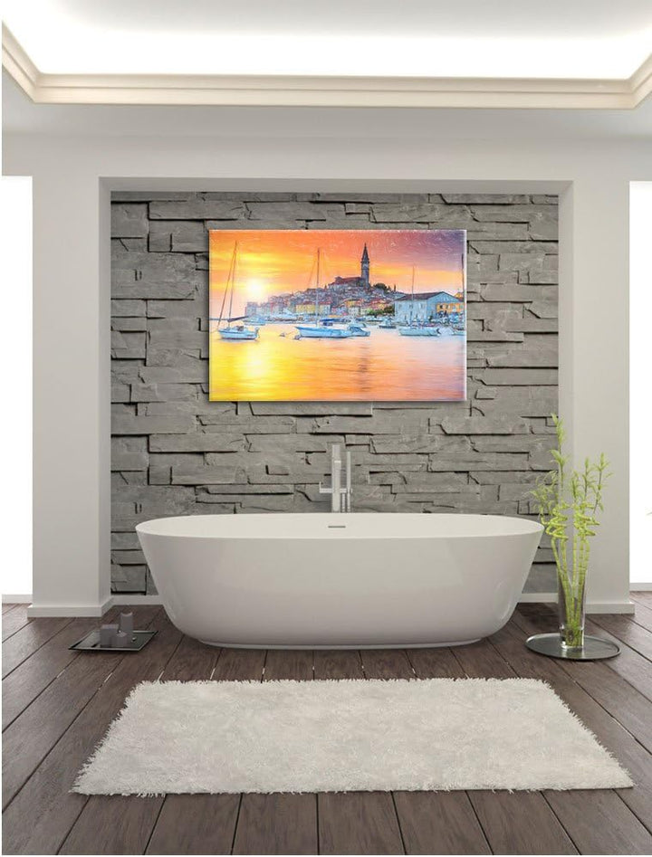 Pixxprint Kroatische Hafenstadt als Leinwandbild/Grösse: 100x70 / Wandbild/Kunstdruck/fertig bespann