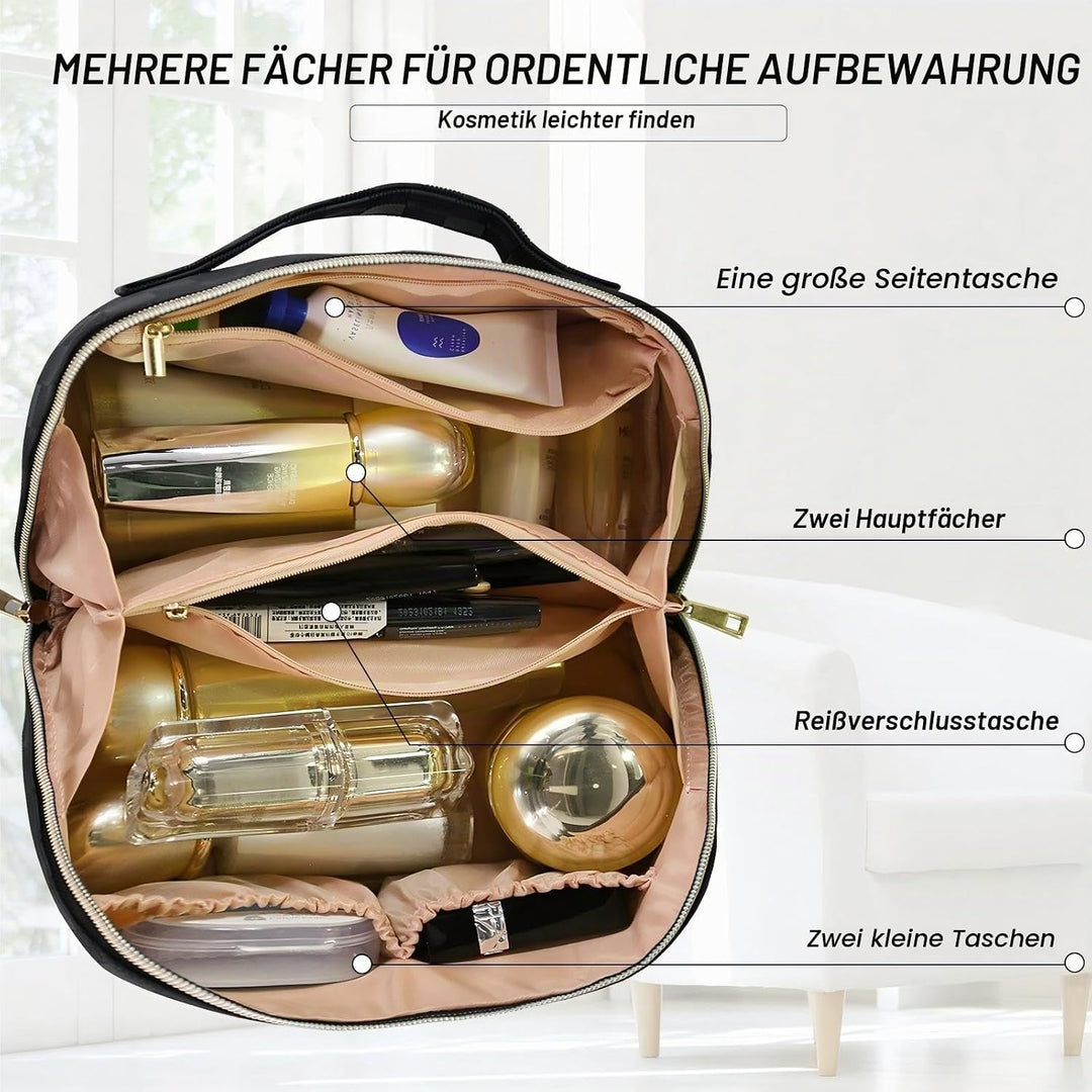 Reise Kosmetiktasche Damen mit Grossem,Tragbare Reise Make Up Tasche,Wasserdichter Schminktasche kul