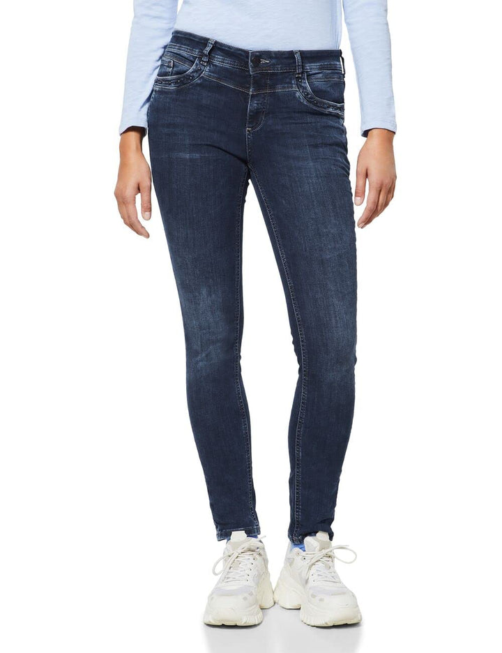 Street One Damen Jeanshose 25W / 30L Blue Black Random Wash, 25W / 30L Blue Black Random Wash