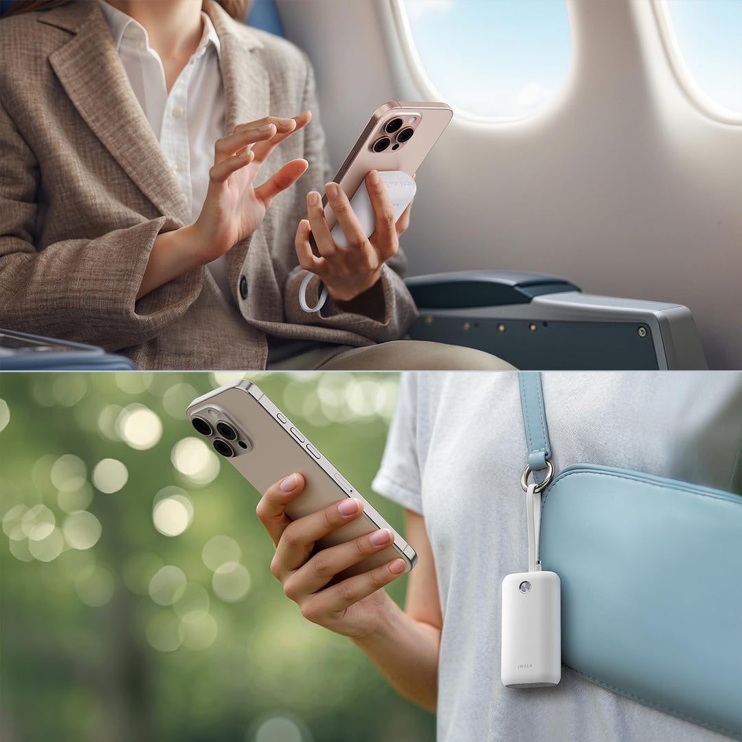 iWALK Mini Tragbares Ladegerät 10000 mAh, 22,5W USB-C Powerbank mit integriertem Kabel, Ultra-kompak