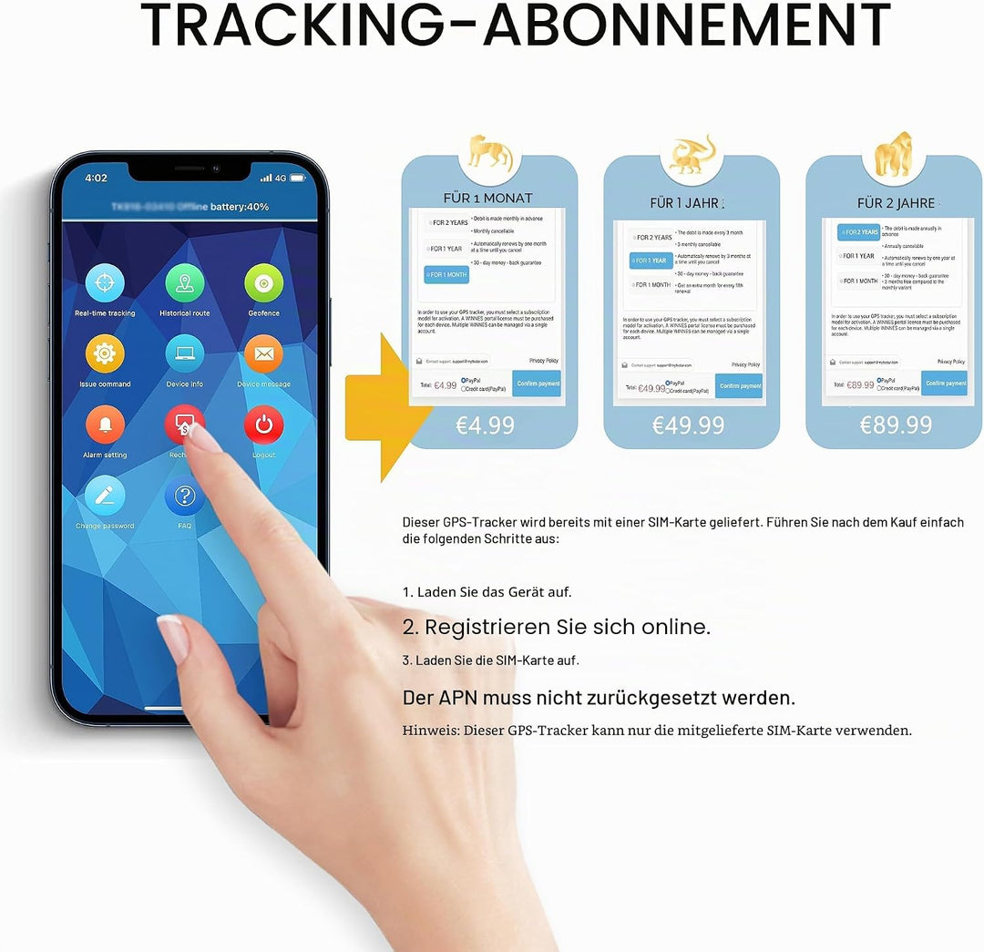 Winnes S1 GPS Tracker 4G Mini GPS Tracker Mit SIM-Karte Und Benutzerdefinierte Schaltflächen Anti-Th