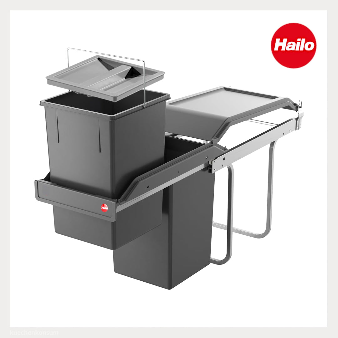 Hailo Abfallsammler Tandem 3650102 | für Schränke ab 300 mm Breite | Einbau Mülleimer 2x 15 L mit Bi