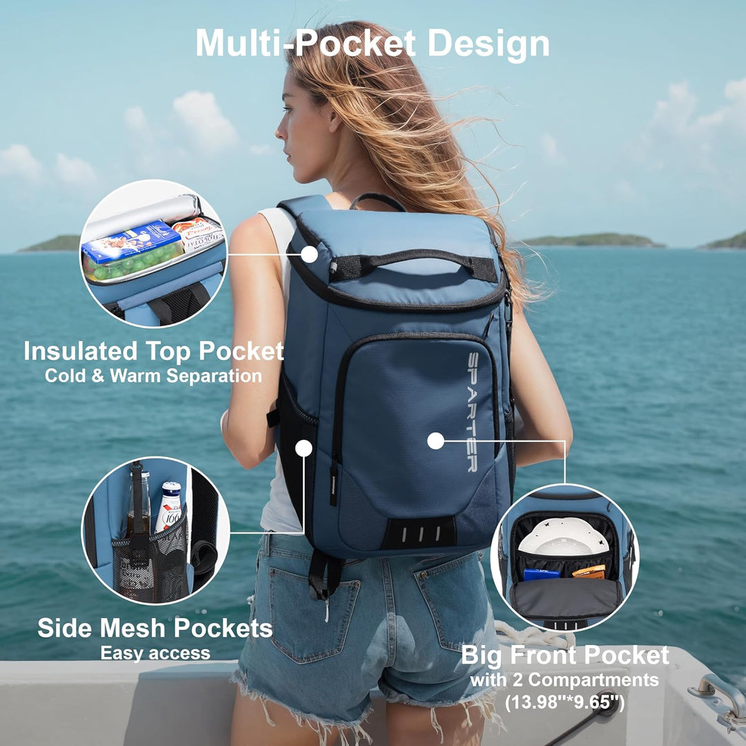 SPARTER Rucksack-Kühler, isoliert, auslaufsicher, 33 Dosen, wasserdicht, leicht, isoliert, Eistruhe,