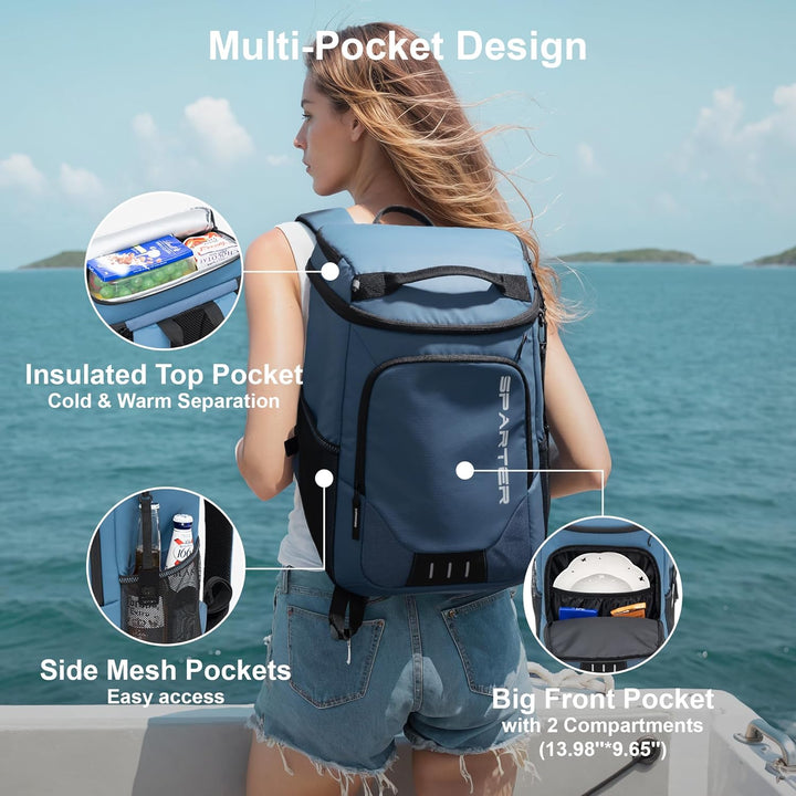 SPARTER Rucksack-Kühler, isoliert, auslaufsicher, 33 Dosen, wasserdicht, leicht, isoliert, Eistruhe,