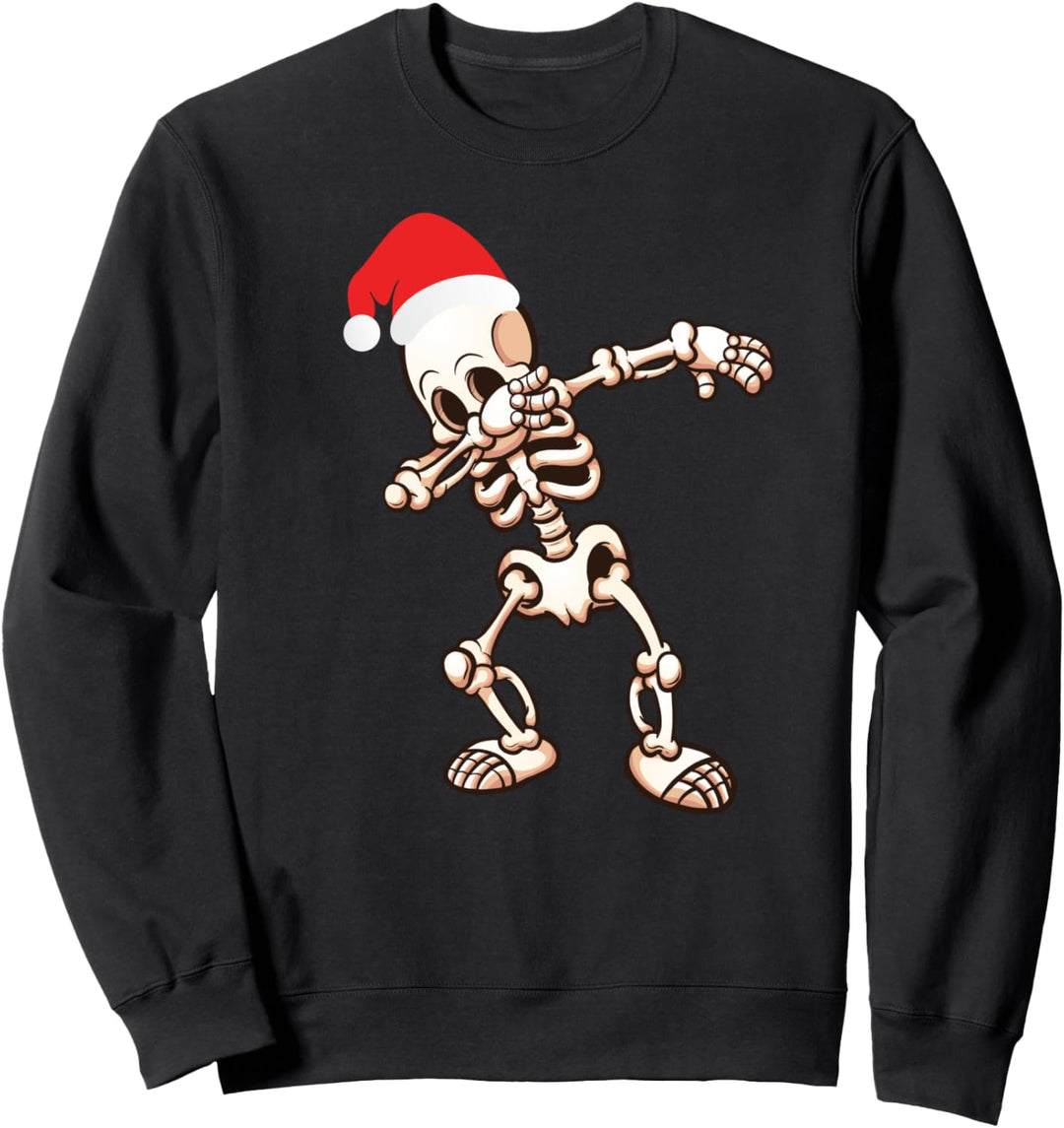 Dabbing Skeleton With Santa Claus Hat Dab Dance Christmas Sweatshirt