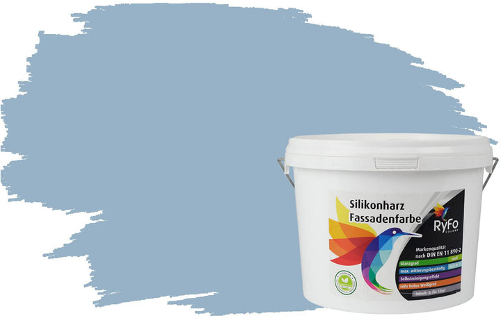 RyFo Colors Silikonharz Fassadenfarbe Lotuseffekt Trend Taubenblau 3l - bunte Fassadenfarbe, weitere