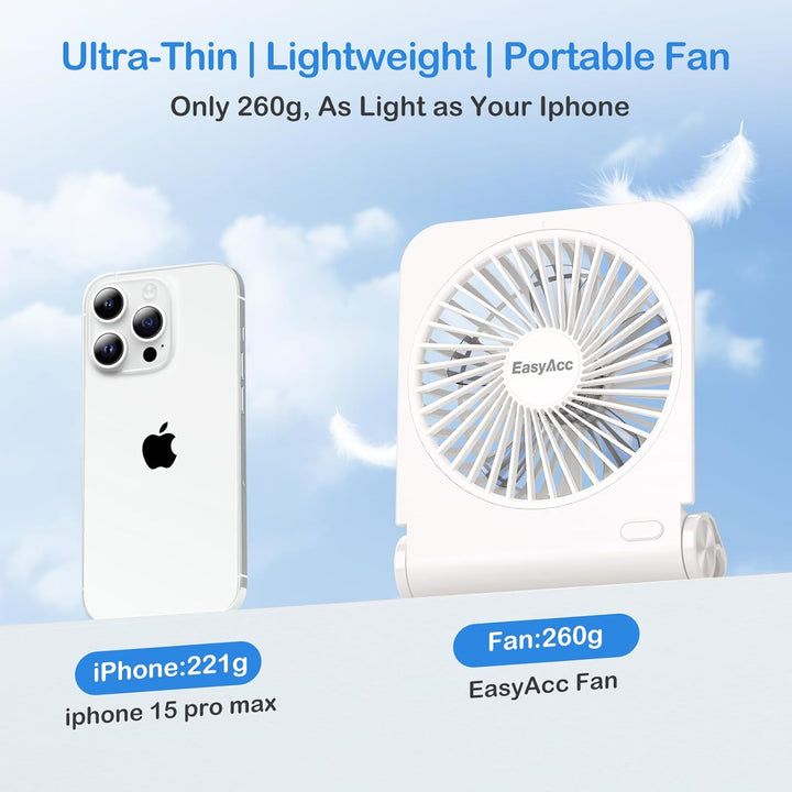 EasyAcc Tischventilator Sehr Leise, Tischventilator Batterie Tragbarer USB Ventilator 4000 Akku 4 Ge