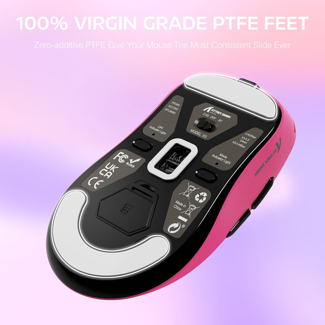 VGN GAMEPOWER x Attack Shark X3 Superlight Kabellose Gaming-Maus, 49g Ultraleicht Mouse, 26000DPI, P