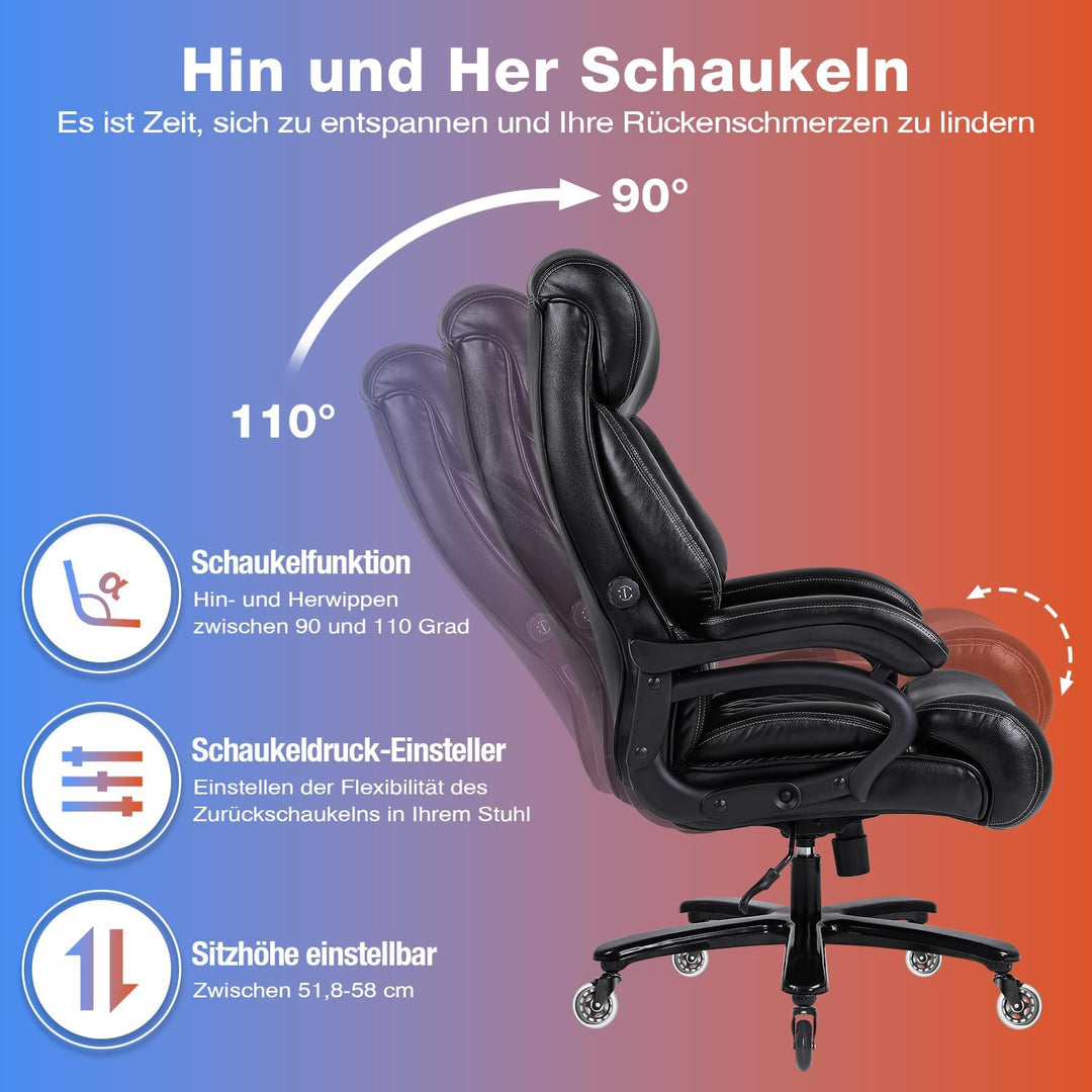 Bosmiller Bürostuhl Chefsessel 200kg Belastbarkeit Bürostuhl 200kg Ergonomischer Schreibtischstuhl D