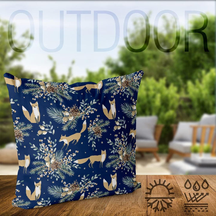 VOID Winter Fuchs blau Kissenbezug Kissenhülle Sofakissen Kissen Deko Weihnachten Winter Weihnachtsd