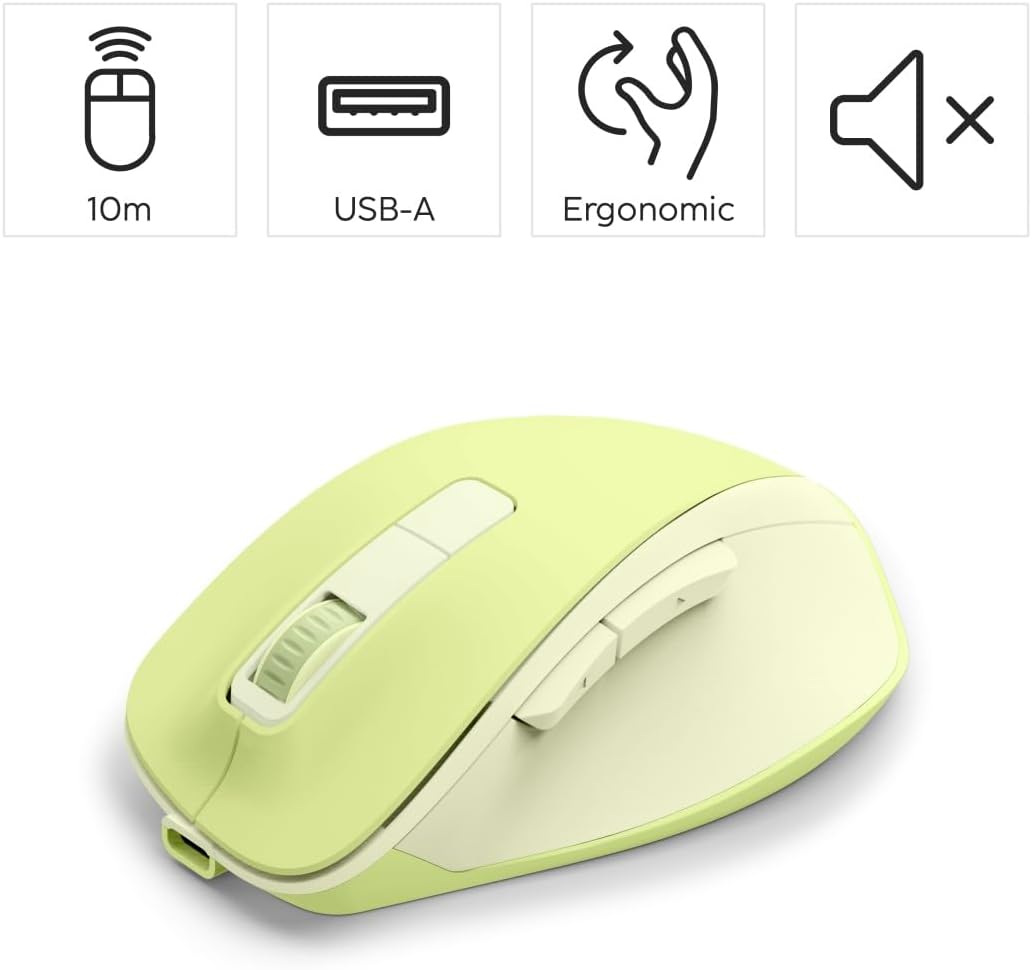 Hama Maus kabellos, wiederaufladbar (optische Funkmaus ohne Klickgeräusch, mit Akku, ergonomische Fo