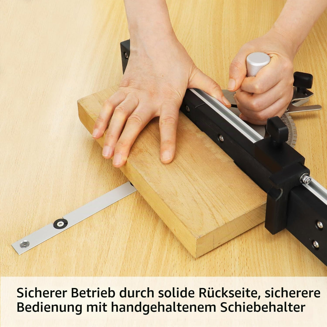 QWORK® Gehrungslehre Winkelanschlag für Tischkreissäge, 0-60 Grad, Aluminiumlegierung, Flip-Stop, 45