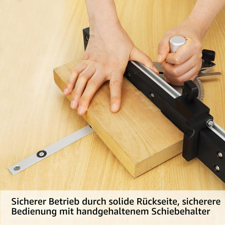 QWORK® Gehrungslehre Winkelanschlag für Tischkreissäge, 0-60 Grad, Aluminiumlegierung, Flip-Stop, 45
