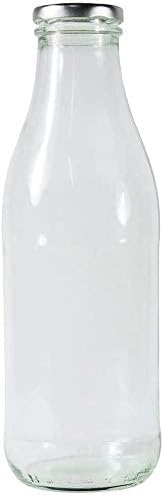 mikken 6x Glasflasche Milchflasche 1 Liter mit 12x PVC freiem Schraubverschluss inkl Trichter Versch