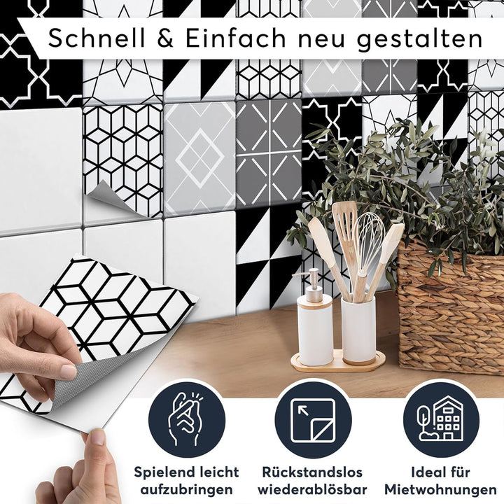 CREATISTO Klebefliesen Stickerfliesen Fliesenfolie - Klebe Folie für Wandfliesen I Klebefliesen Deko