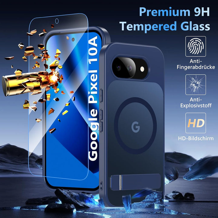 BESINPO Magnetisch für Google Pixel 10A Hülle mit Ständer & Panzer Schutz Glas,Pixel 10A Hülle,Kompa