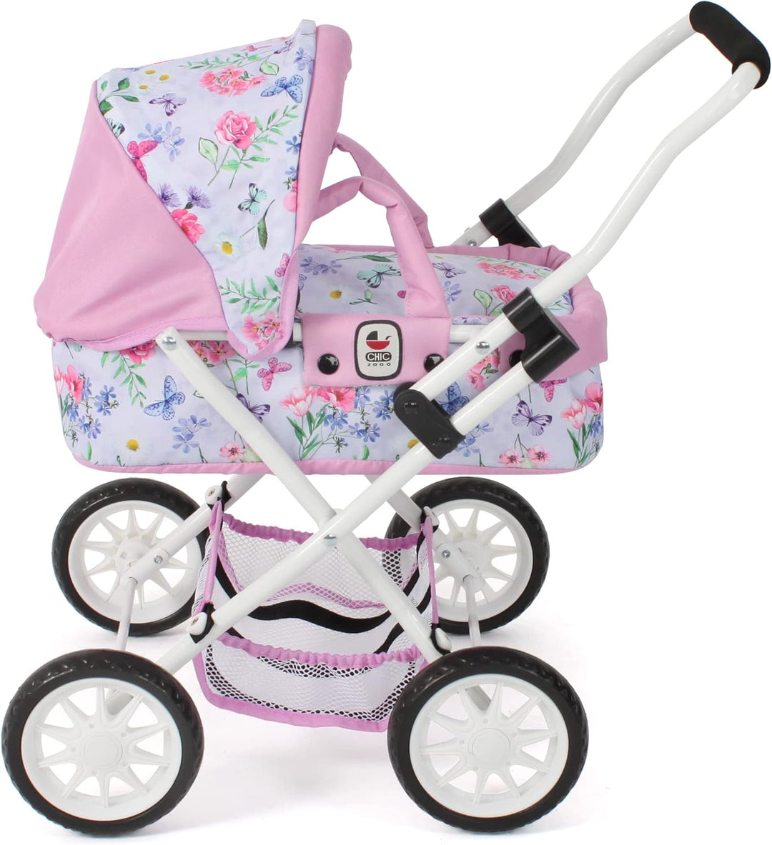 Bayer Chic 2000 - Puppenwagen Smarty, Kleiner Puppenwagen für Kinder ab 2 Jahren, Flowers, rosa, 555