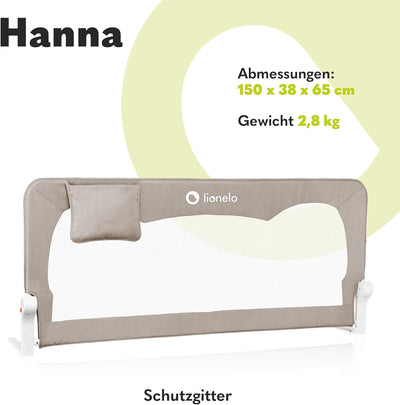 Lionelo Hanna Bettgitter Rausfallschutz 150 cm x 66 cm, zusammenklappbar um 180 Grad, luftiges Netz,