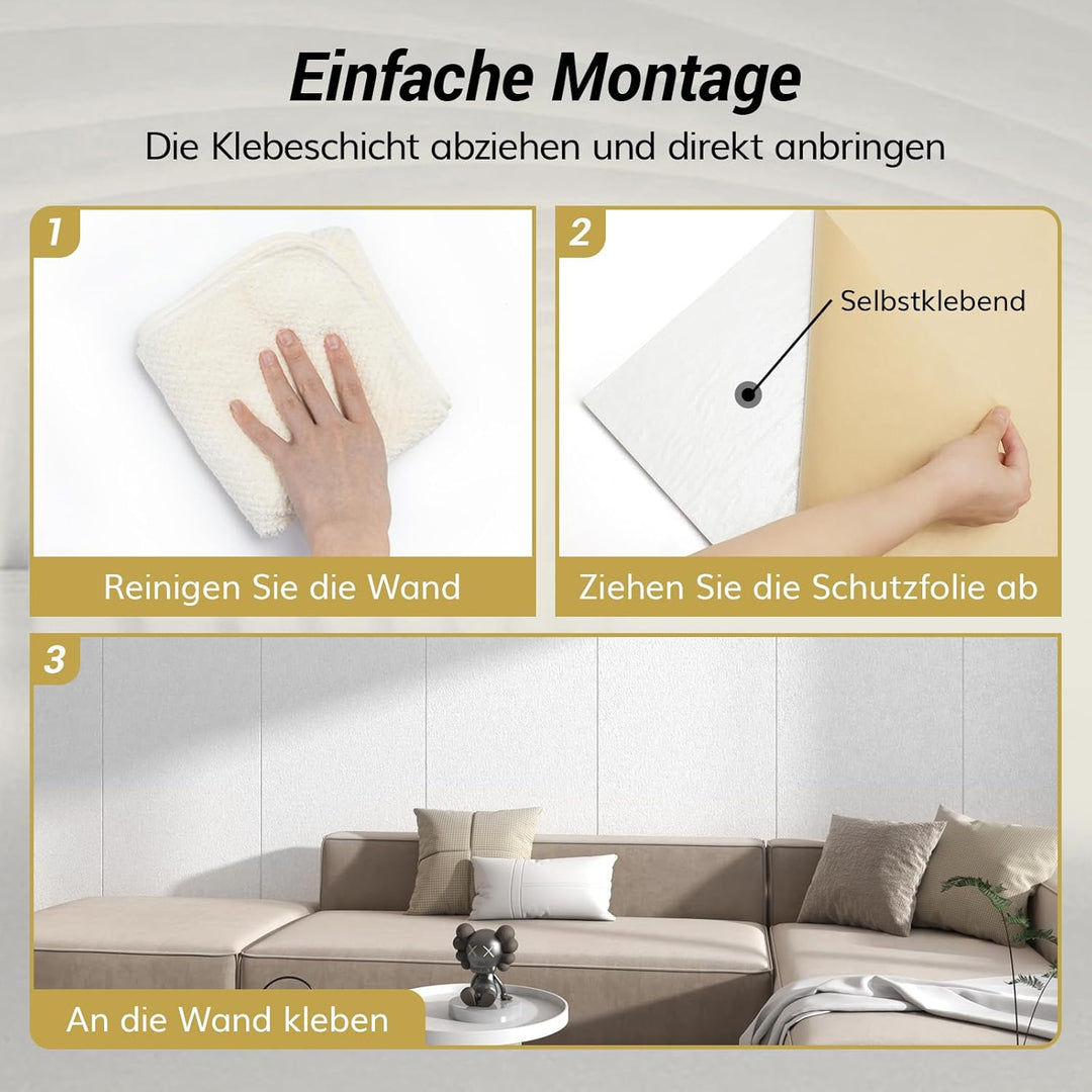 TONOR 8 Stück Akustikpaneele selbstklebend, 120x60x0.9 cm Wandpaneele selbstklebend für Schalldämmun