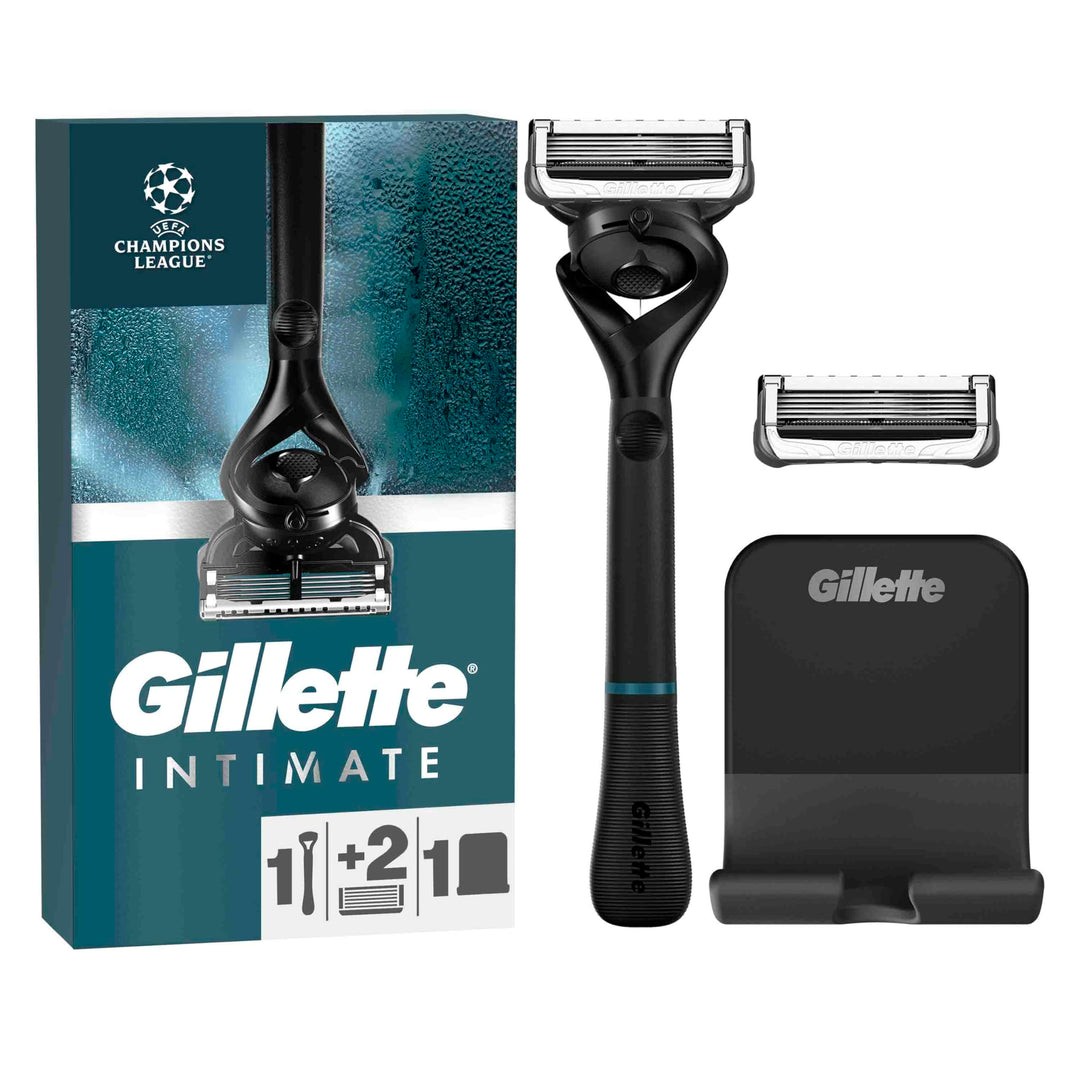 Gillette Intimate Nassrasierer für den Intimbereich, Intimrasierer + 2 Rasierklingen, mit Duschaufhä