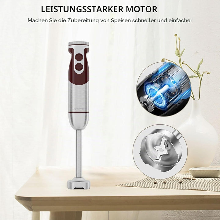 MegaWise 5-in-1 Stabmixer-Set, 400W Stabmixer mit variabler Geschwindigkeitsregelung, inklusive Schn