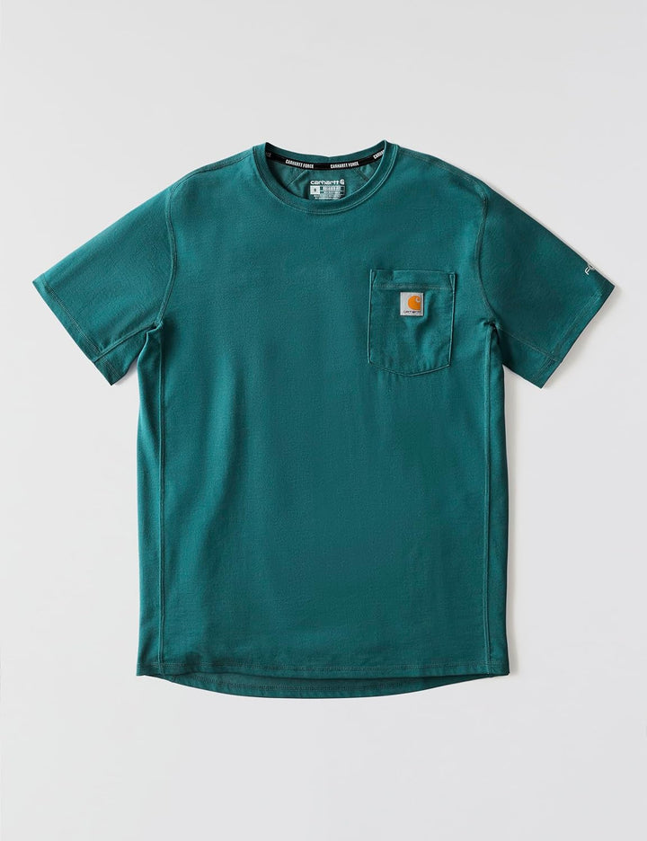 Carhartt Herren T-Shirt Force Flex Pocket S Greenstone, S Greenstone