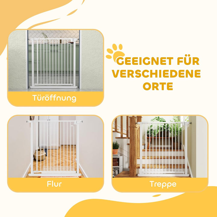 PawHut Treppenschutzgitter Absperrgitter Hund Schutzgitter ohne Bohren 76-80 x 76 cm Türschutzgitter