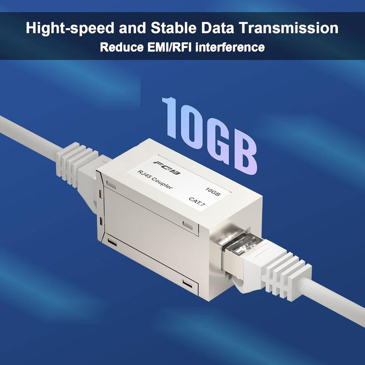 FGB 10Gbps RJ45 Koppler Ethernet Erweiterung Adapter, LAN Kupplung, LAN Verlängerung, Cat7 Netzwerk