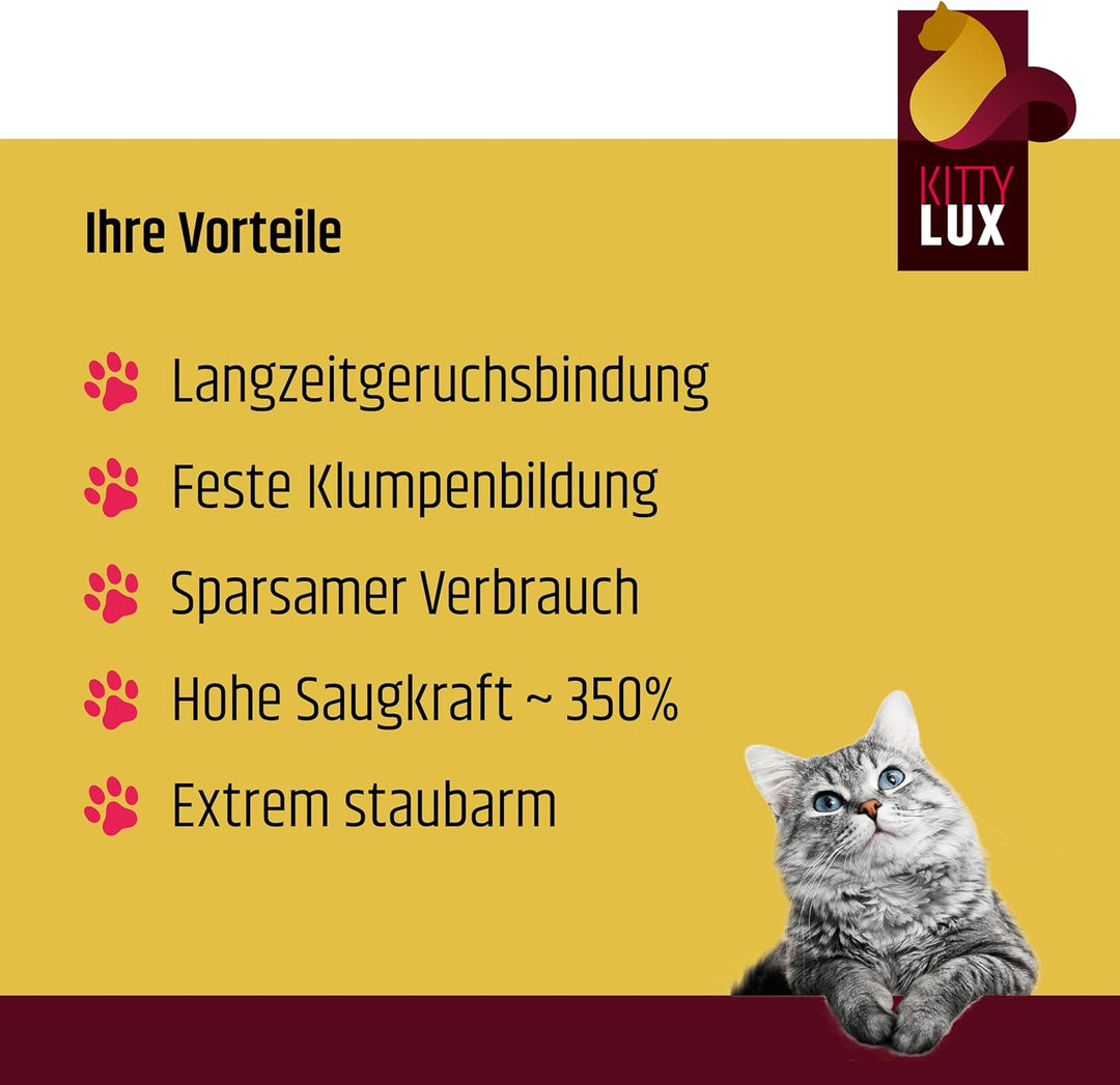 KITTYLUX KittyLux klumpende Katzenstreu Ultimate Relax 2x10kg mit Lavendelduft für Sensible Katzen,